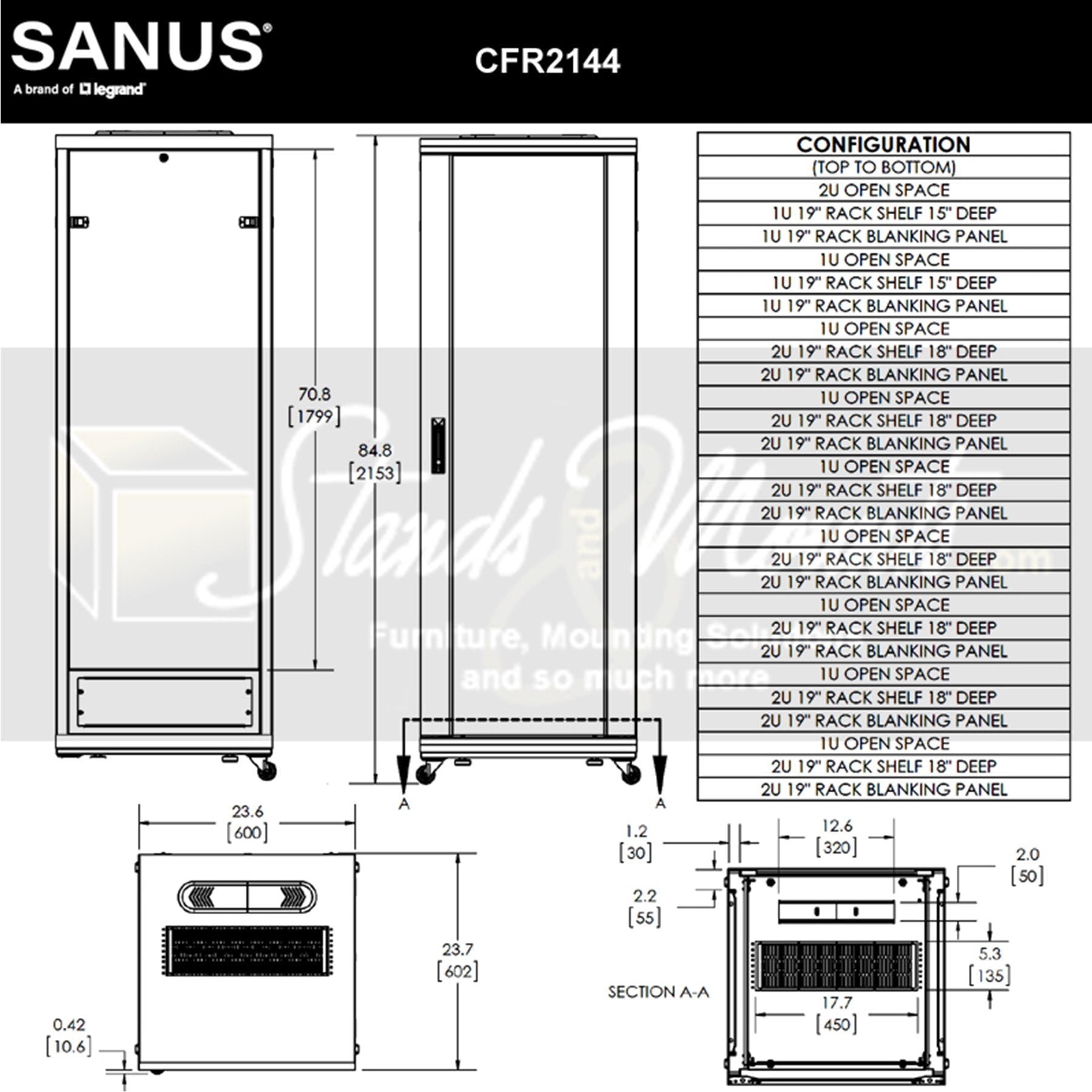 Sanus CFR2144 85" Tall Steel Pre-assembled Component Rack with Heavy-duty Casters | Best Sanus CFR2144 85" Tall Steel Pre-assembled Component Rack with Heavy-duty Casters | Sanus CFR2144 85" Tall Steel Pre-assembled Component Rack with Heavy-duty Casters Reviews | Audiolab Home Audio