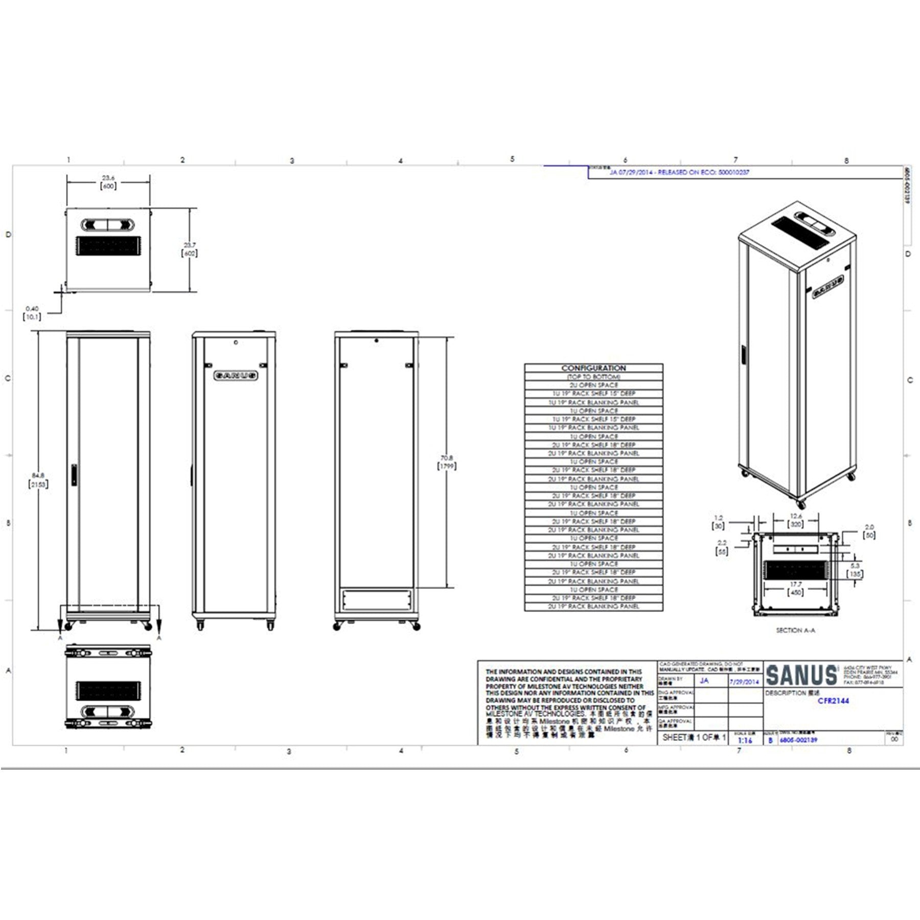 Sanus CFR2144 85" Tall Steel Pre-assembled Component Rack with Heavy-duty Casters | Best Sanus CFR2144 85" Tall Steel Pre-assembled Component Rack with Heavy-duty Casters | Sanus CFR2144 85" Tall Steel Pre-assembled Component Rack with Heavy-duty Casters Reviews | Audiolab Home Audio