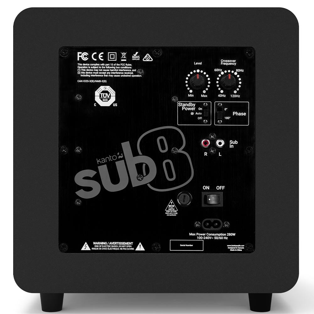 Kanto Sub8 Compact Powered Subwoofer with 8" Driver | Best Kanto Sub8 Compact Powered Subwoofer with 8" Driver | Kanto Sub8 Compact Powered Subwoofer with 8" Driver Reviews | Audiolab Home Audio