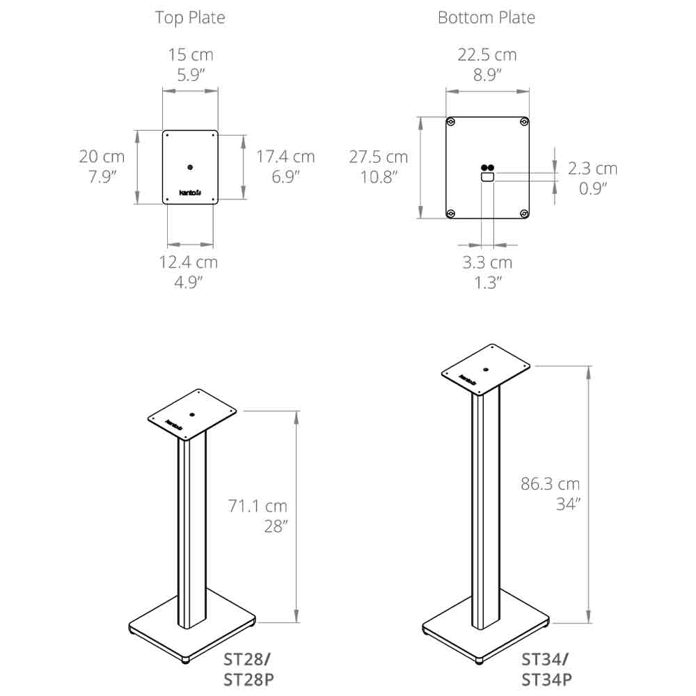 Kanto ST28 28” Speaker Stand (Pair) | Best Kanto ST28 28” Speaker Stand (Pair) | Kanto ST28 28” Speaker Stand (Pair) Reviews |  Audiolab Stereo & Video