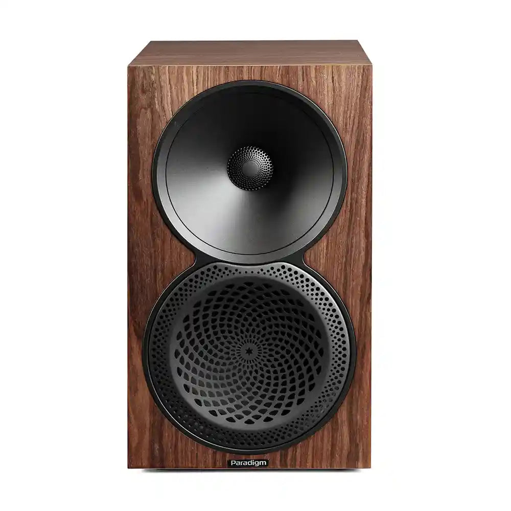 Paradigm Premier 120B v2 Bookshelf Speaker in Walnut (Each) Front View - Audiolab