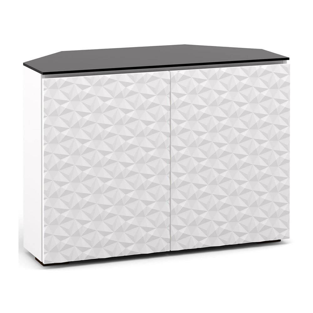 Salamander Milan 323 Corner Double-Width AV Cabinet in White / Black Glass | Best Salamander Milan 323 Corner Double-Width AV Cabinet in White / Black Glass | Salamander Milan 323 Corner Double-Width AV Cabinet in White / Black Glass Reviews | Audiolab Home Audio