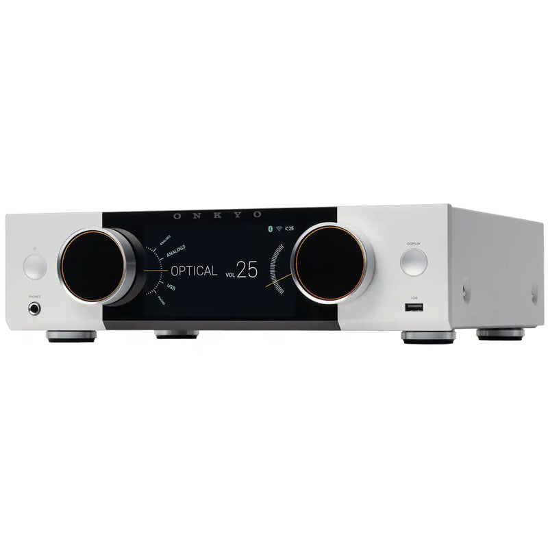 Onkyo Muse Y-50 Network Streamer and Integrated High Power Amplifier in Silver - Audiolab