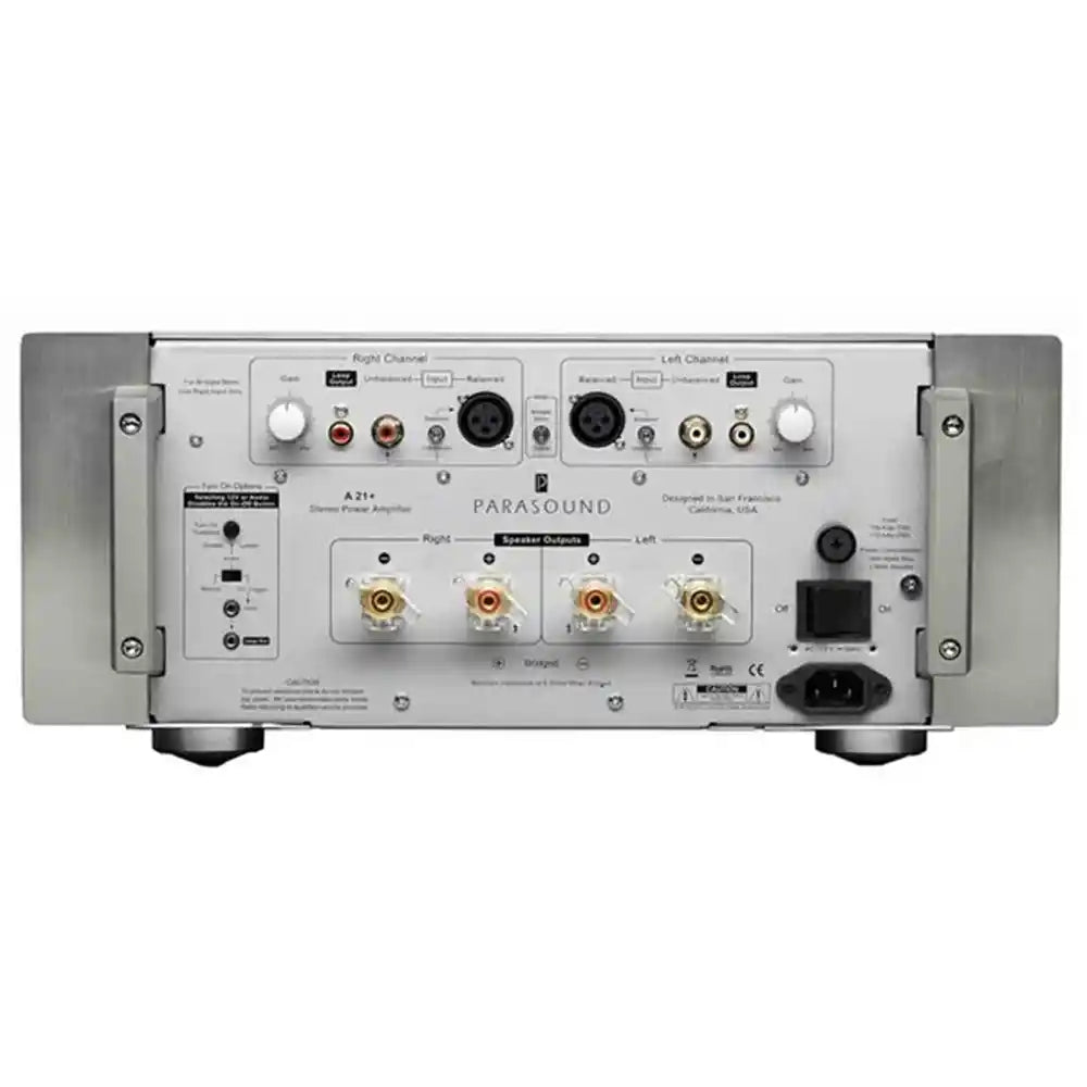 Parasound Halo A21+ Stereo Power Amplifier in Silver (Demo) Rear Panel - Audiolab
