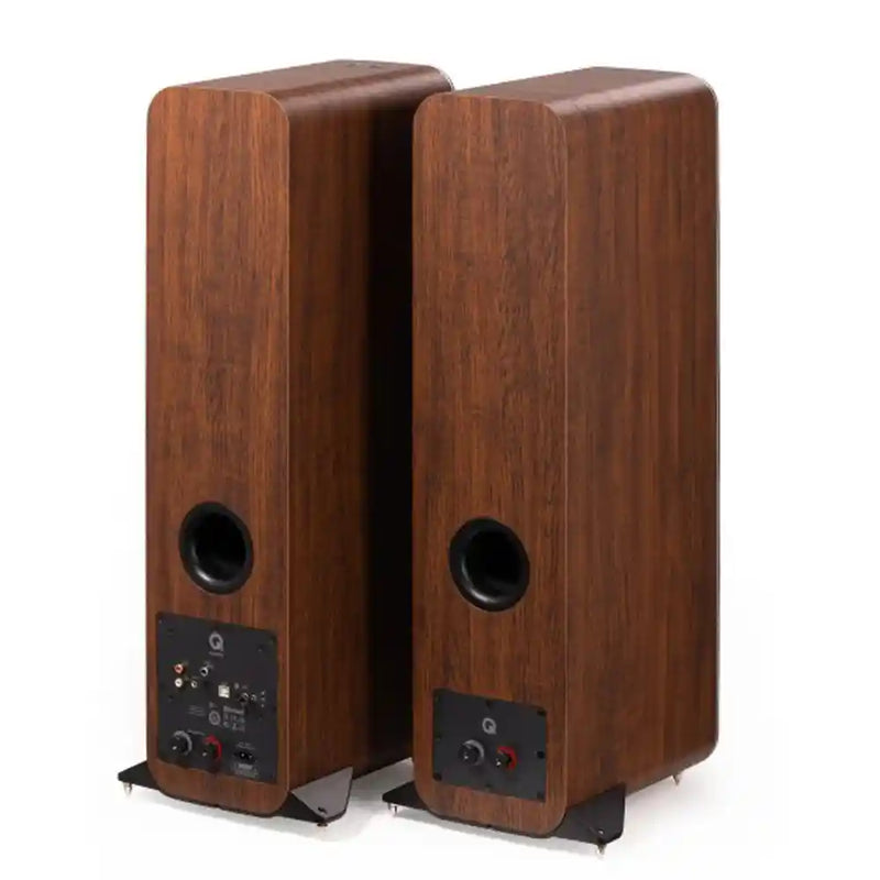 Q Acoustics M40 HD Wireless Music System Floorstanding Speaker in Walnut (Pair) Rear View - Audiolab
