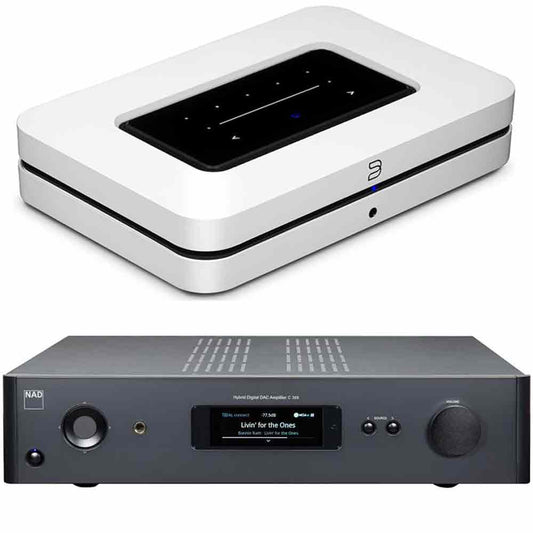 Bluesound and NAD Bundle: Bluesound NODE Wireless Music Streamer And NAD C 389 Hybrid/Digital Integrated Amplifier