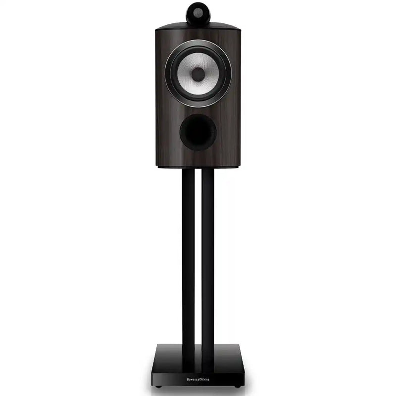 Bowers & Wilkins 805 D5 Reference Stand Mount Loudspeaker in Dark Walnut (Pair) Front View - Audiolab
