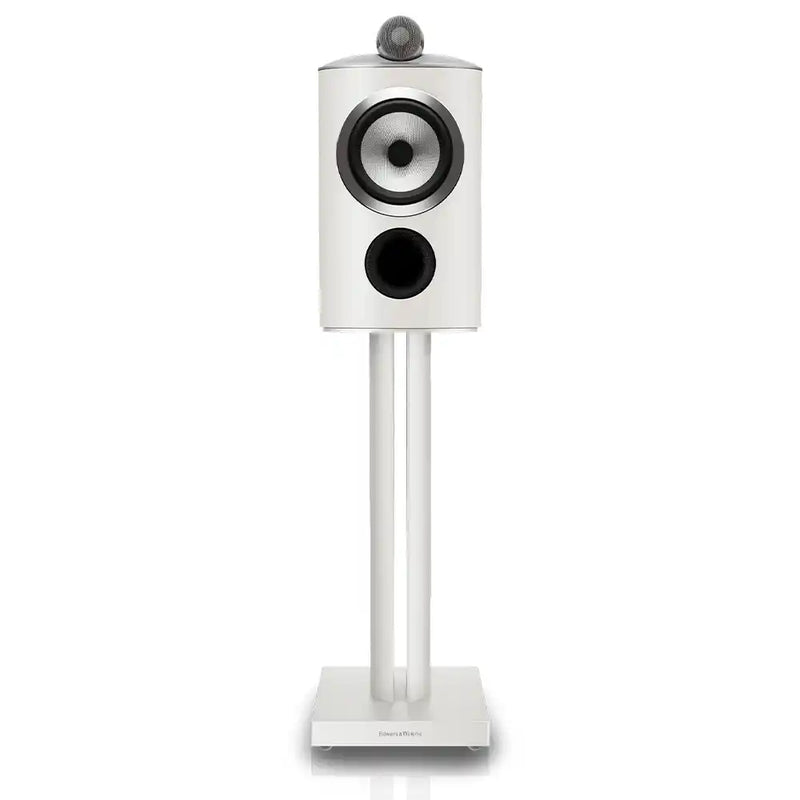 Bowers & Wilkins 805 D5 Reference Stand Mount Loudspeaker in Warm White (Pair) Front View - Audiolab