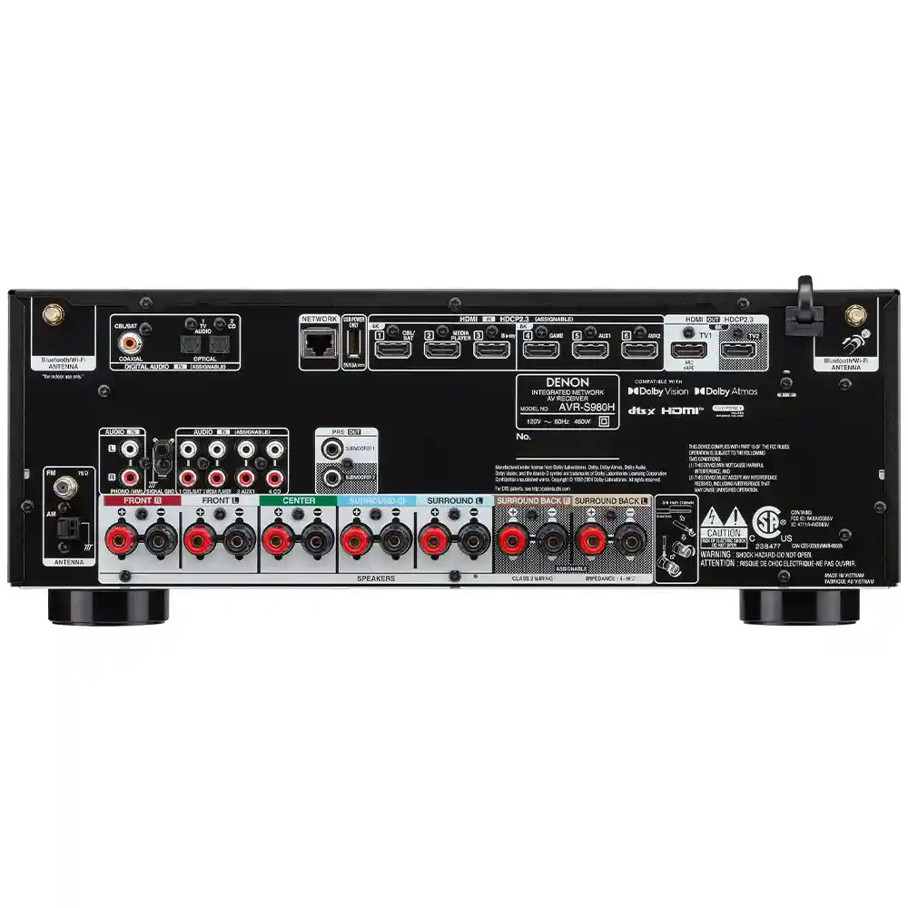 Denon AVR-S980 7.2 Ch. 90W 4K/8K Dolby Atmos AV Receiver - Audiolab