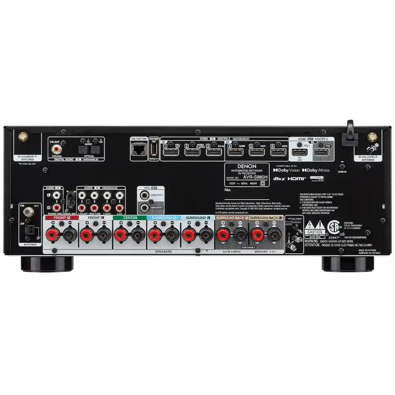Denon AVR-S980 7.2 Ch. 90W 4K/8K Dolby Atmos AV Receiver - Audiolab