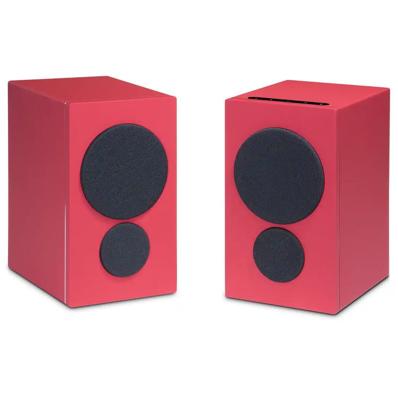 PSB iQ2 BluOS Streaming Powered Speaker in Ember Red (Pair) with Grilles - Audiolab