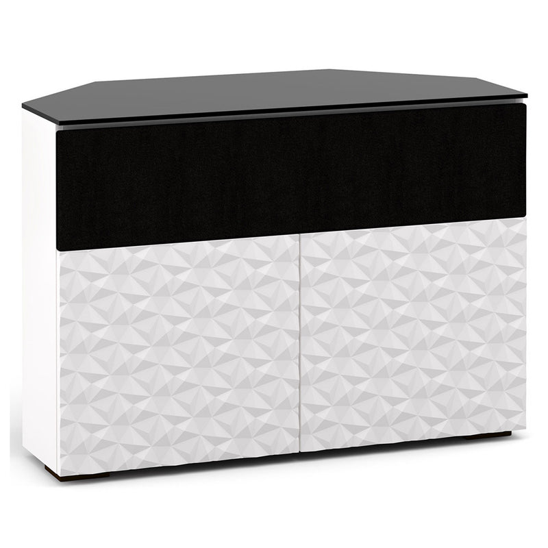 Salamander Milan 329 Corner Double-Width AV Cabinet in White / Black Glass | Best Salamander Milan 329 Corner Double-Width AV Cabinet in White / Black Glass | Salamander Milan 329 Corner Double-Width AV Cabinet in White / Black Glass Reviews | Audiolab Home Audio