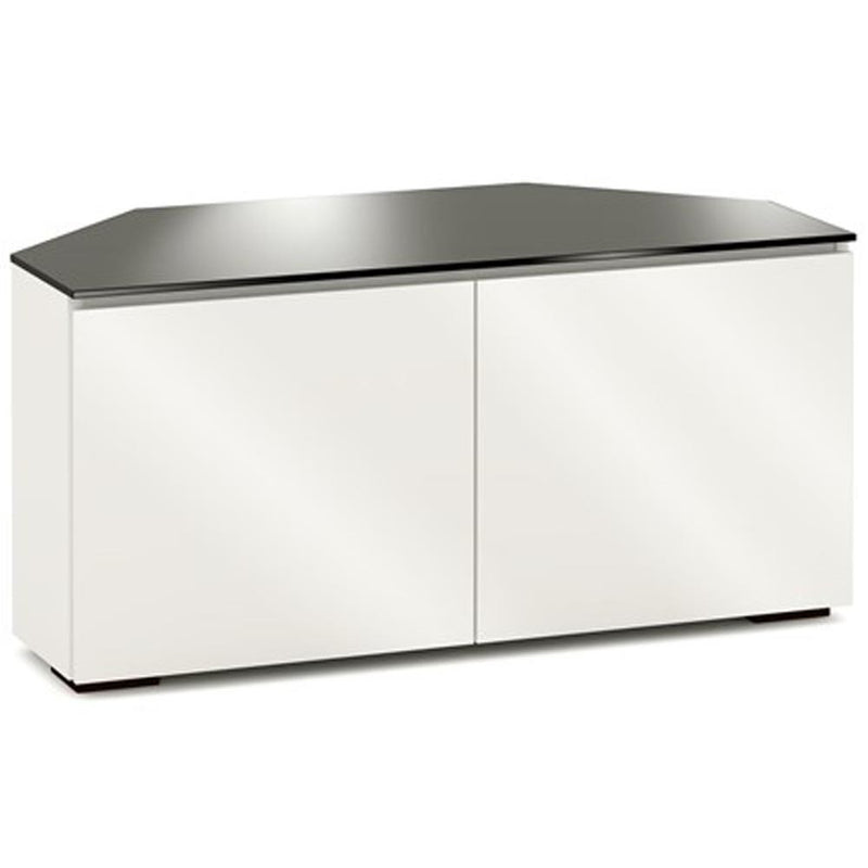 Salamander Miami 221 Corner Double-Width AV Cabinet in Gloss White  / Black Glass | Best Salamander Miami 221 Corner Double-Width AV Cabinet in Gloss White  / Black Glass | Salamander Miami 221 Corner Double-Width AV Cabinet in Gloss White  / Black Glass Reviews | Audiolab Home Audio